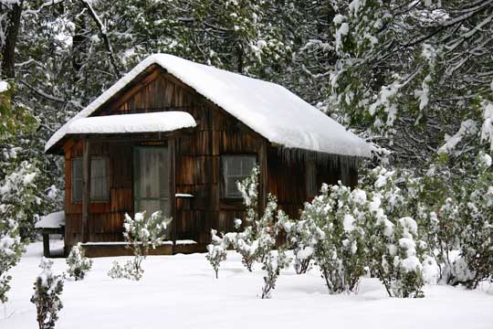 Miners Cabin in North Bloomfield in the Snow